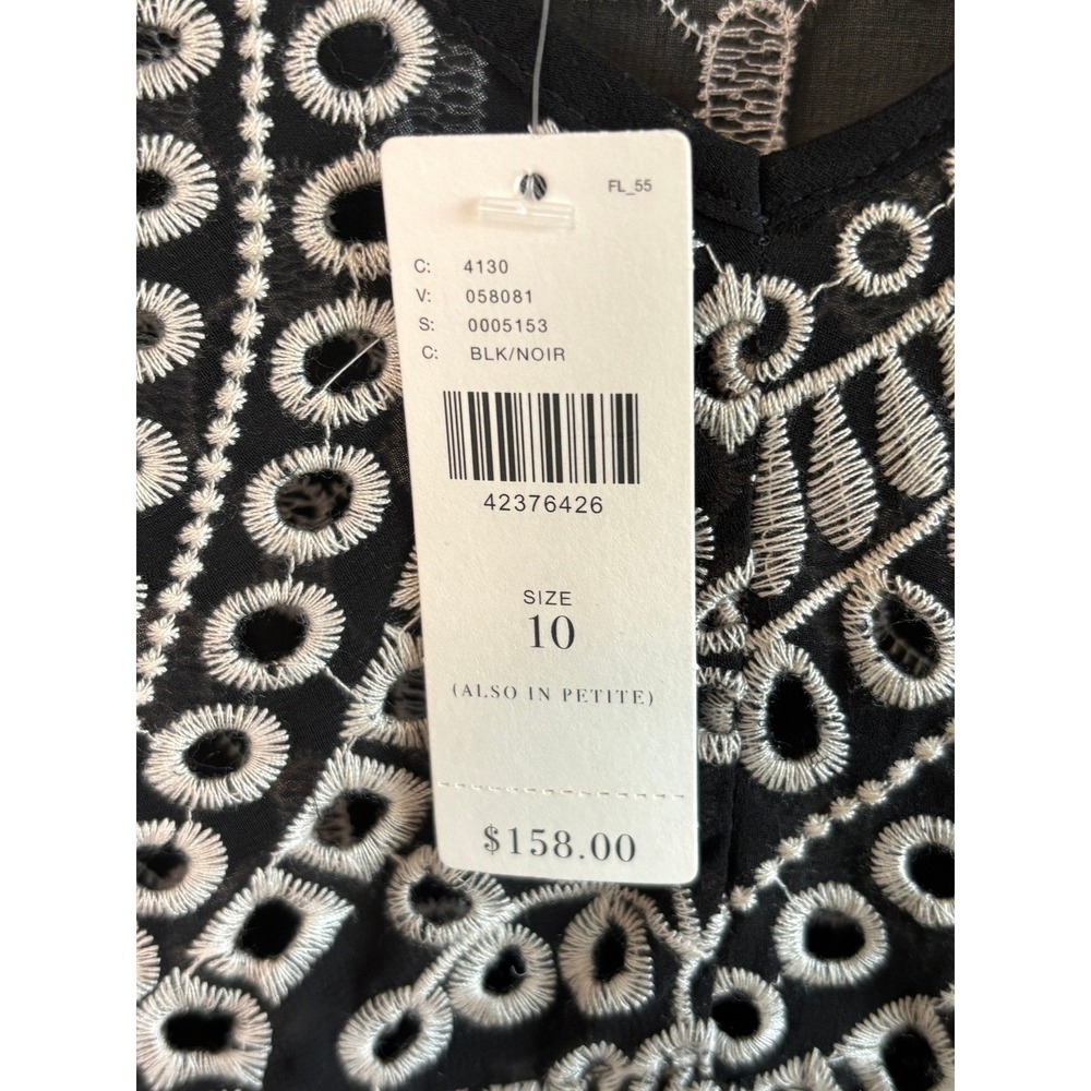 NEW Akemi + Kin Anthropologie Black White Embroidered Eyelet Mini Dress Size 10 - Picture 4 of 9
